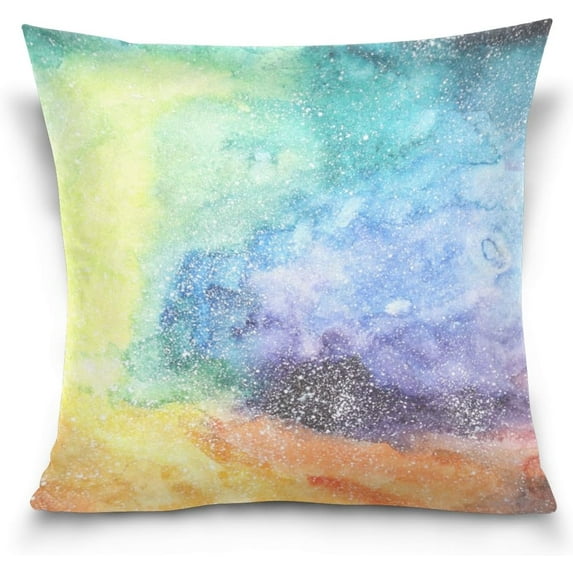 Galaxy Stars Night Sky Velvet Plush Throw Pillow Cushion Case Cover - 20" x 20" - Invisible Zipper Home Decor Floral for Couch Sofa No Pillow Insert