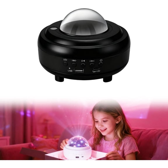 Galaxy Stars Projector with Bluetooth Speaker, High End Star Projector, Northern Lights Aurora Projector with Moon, Mood Ambient Lighting for Bedroom (USB-C power Bluetooth-white)