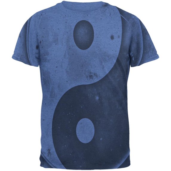 Galaxy Stars Yin Yang Distressed Mens T Shirt Heather Royal 2XL
