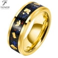 thumbnail image 1 of Galaxy Style Tungsten Carbide Ring w Opal & Gold leaf Inlay in 8mm or 6mm Wedding Band for Men Women, 1 of 5
