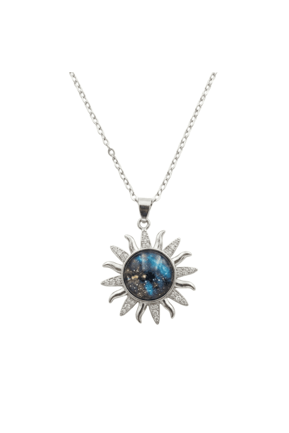 Galaxy Sun Pendant Necklace for Women Celestial Star Charm Necklace with Sparkling Crystal Details Fashion Jewelry Gift