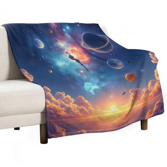 Galaxy Sunset Dream Blanket Soft Throw Warm Lightweight Plush Blanket for Couch Bed Sofa