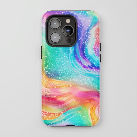 Galaxy Swirl Design For All iPhone Series Protective Phone Case Swirl Rainbow