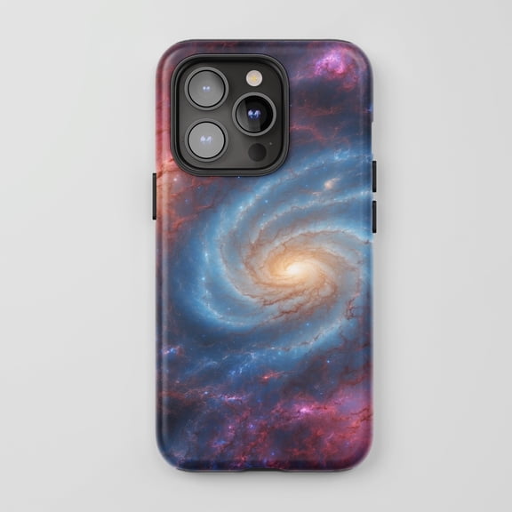Tough 2 Layer Shockproof Protective Case Compatible with iPhone 17, Galaxy Swirl Abstract Cosmic Design