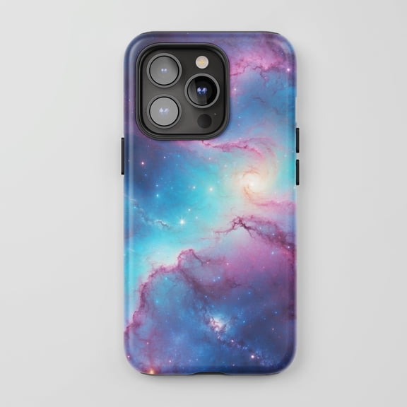 Tough 2 Layer Shockproof Protective Case Compatible with iPhone 17, Galaxy Swirl Cosmic Nebula Space Design