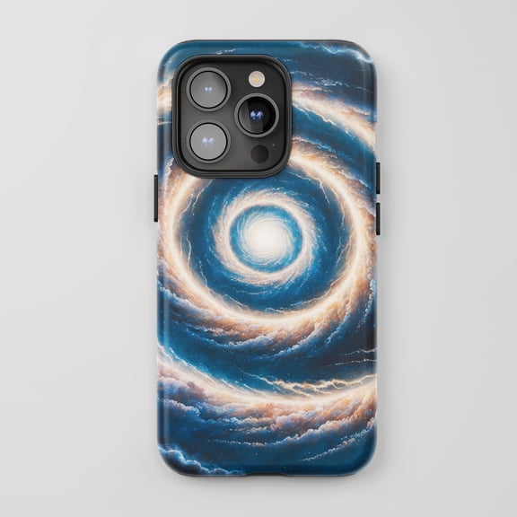Galaxy Swirl for All iPhone Series Tough Phone Case Fantasy Blue Gold