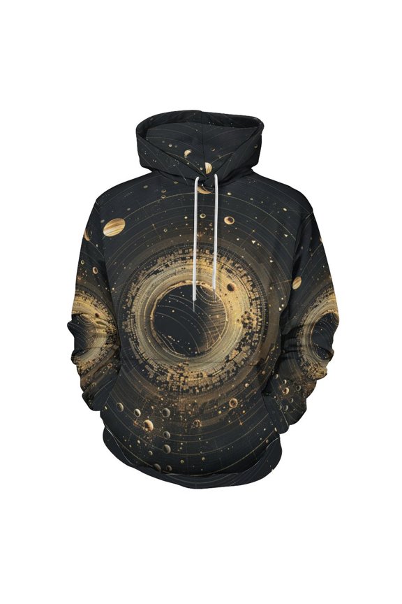 Galaxy System Regular Fit Hoodie, Sporty Pullover Hooded Sweatshirt for Men Women 3XL