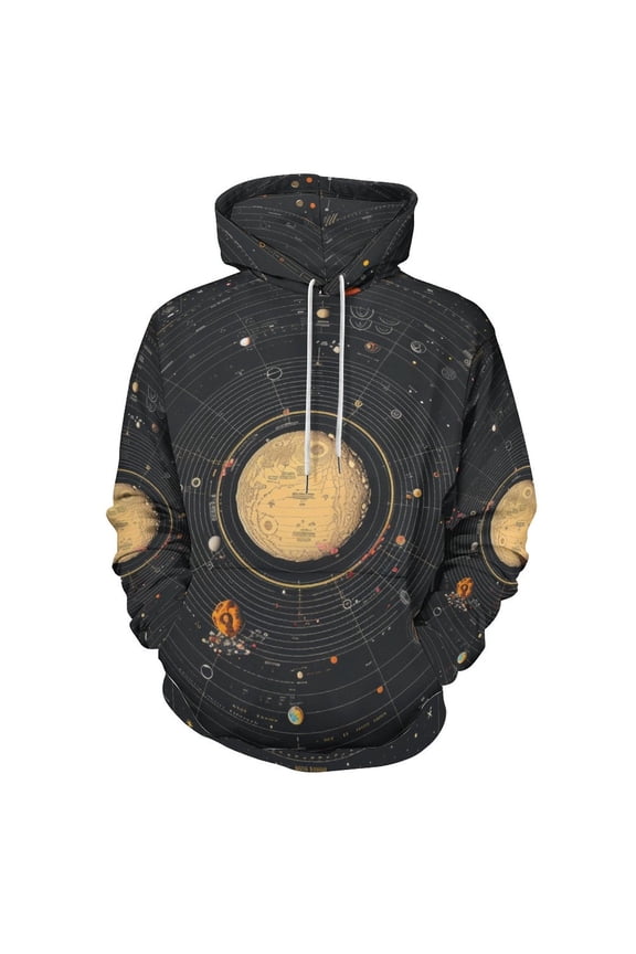 Galaxy System Regular Fit Hoodie, Sporty Pullover Hooded Sweatshirt for Men Women S