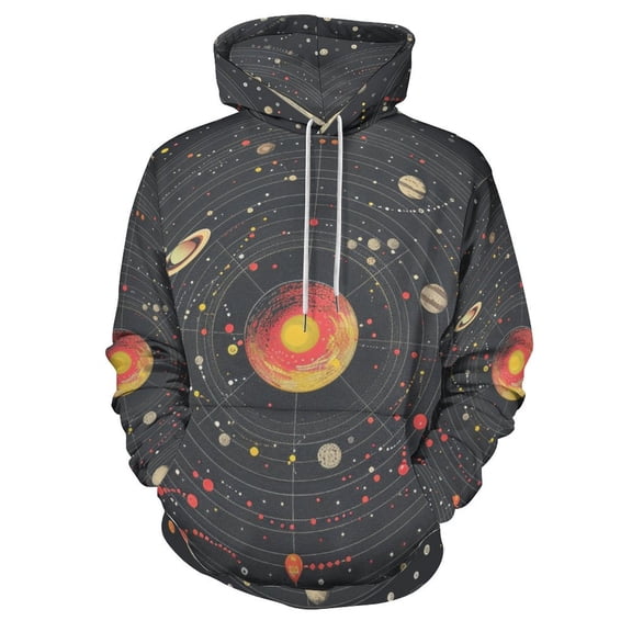 Galaxy System Regular Fit Hoodie, Sporty Pullover Hooded Sweatshirt for Men Women XL