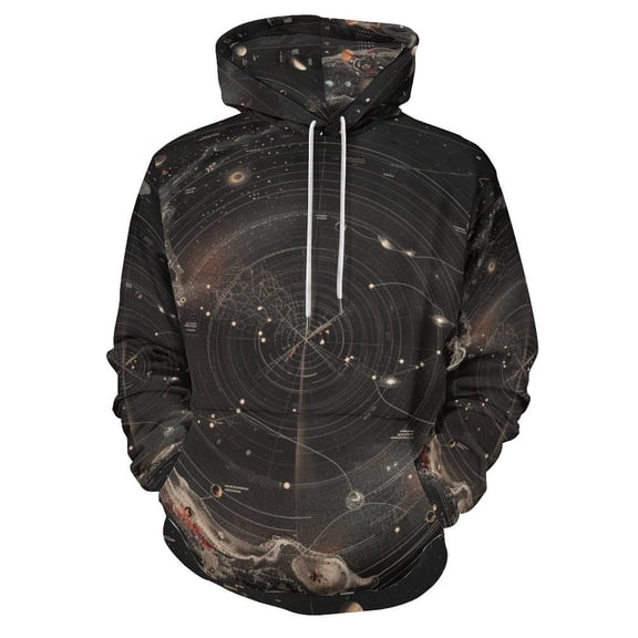 Galaxy System Regular Fit Hoodie, Sporty Pullover Hooded Sweatshirt for Men Women XL