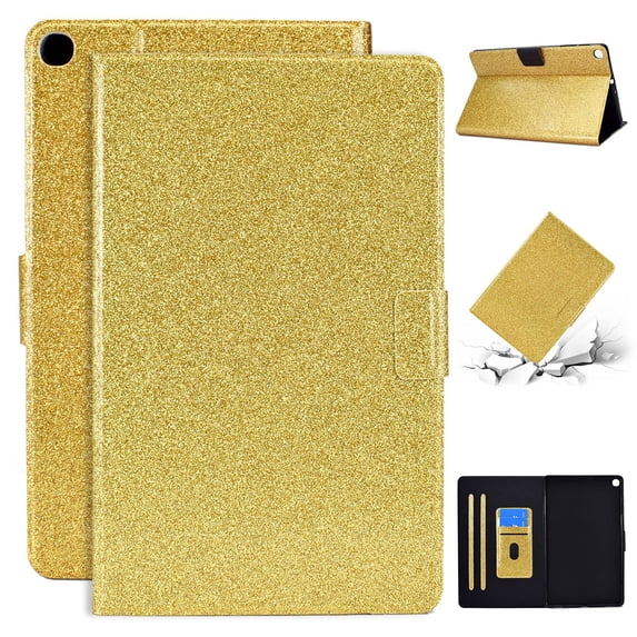 Galaxy Tab A 10.1 2019 Case, Dteck Glitter Sparkle PU Leather Folio Case Multi-angle Viewing Stand Protective Cover with Card Slots for Samsung Galaxy Tab A 10.1 2019 Model sm-T510 T515, Gold