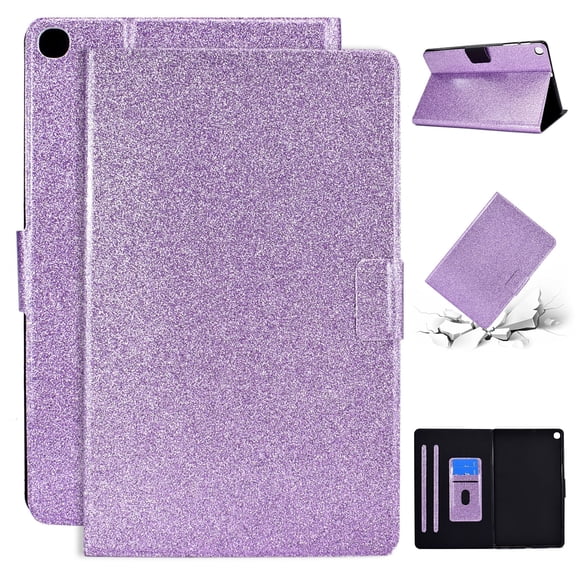 Galaxy Tab A 10.1 2019 Case, Dteck Glitter Sparkle PU Leather Folio Case Multi-angle Viewing Stand Protective Cover with Card Slots for Samsung Galaxy Tab A 10.1 2019 Model sm-T510 T515, Purple