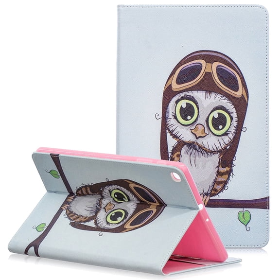 Galaxy Tab A 10.1 2019 Case SM-T510 T515, Allytech Premium PU Leather Slim Fit Folio Stand Soft TPU Back Cover for Samsung Galaxy Tab A 10.1 Inch 2019 Released, Owl