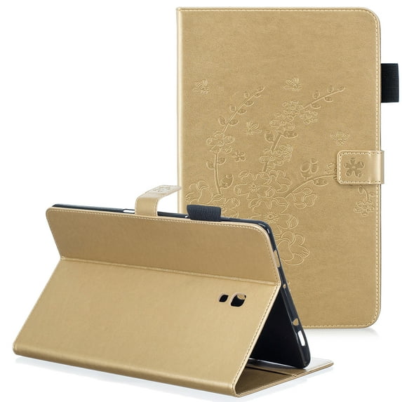 Galaxy Tab A 10.5" T590/T595/T597 Case, Allytech PU Leather Folio Flower Pattern Slim Fit Magnetic Book Cover Style w/ Cards Holder Kickstand Cases and Covers for Samsung Galaxy Tab A 10.5", Gold