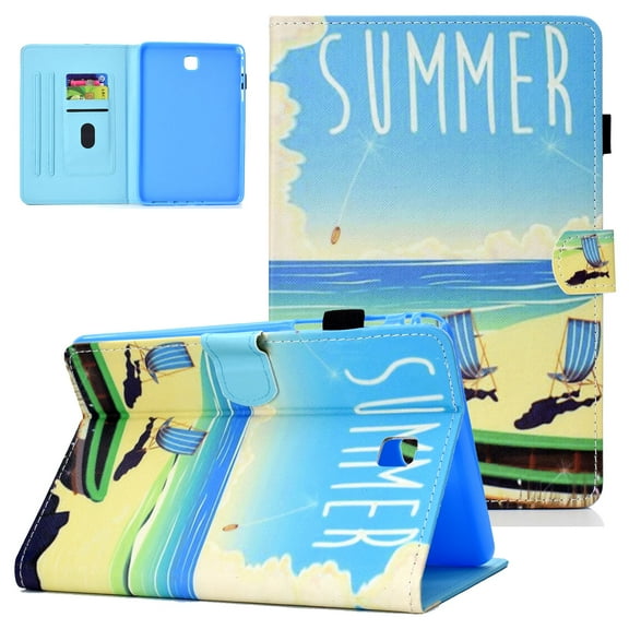 Galaxy Tab A 8.0 2015 Model Case SM-T350 (NOT for T380/T387),Allytech Slim Folio Kickstand Auto Sleep Wake Smart Cover Pencil Cards Holder Wallet Case Cover for Samsung Galaxy Tab A 8.0",Summer Beach