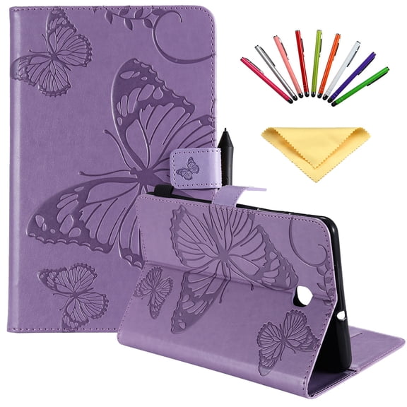 Galaxy Tab A 8.0 2018 Case, Dteck Slim Fit Embossed Butterfly Pattern PU Leather Folio Stand Case with Card Holders Cover for Samsung Galaxy Tab A 8 inch 2018 Release SM-T387 Tablet, Purple