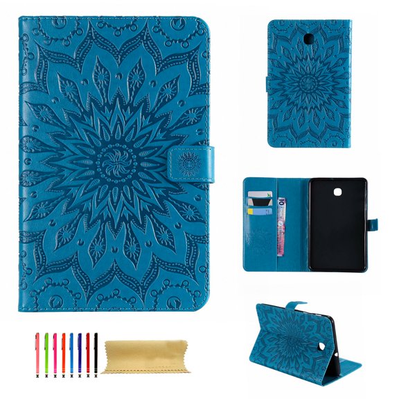 Galaxy Tab A 8.0 2018 Case, Dteck Slim Fit Embossed Flower Pattern PU Leather Folio Stand Case with Card Holders Cover for Samsung Galaxy Tab A 8 inch 2018 Release SM-T387 Tablet, Blue