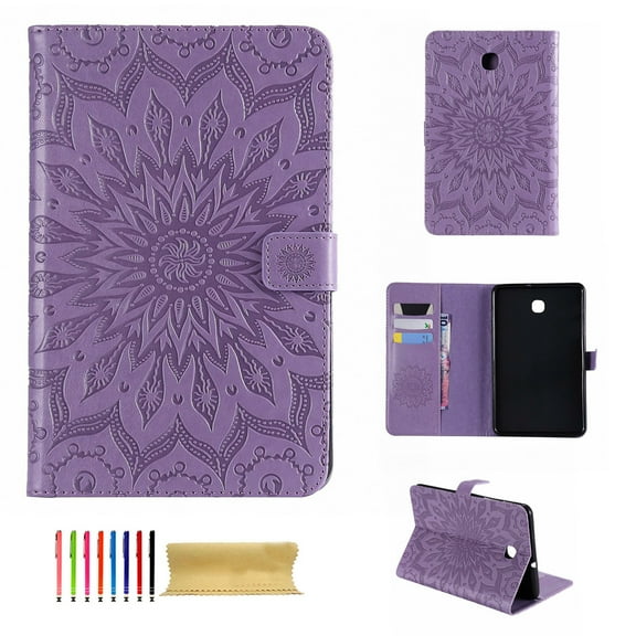 Galaxy Tab A 8.0 2018 Case, Dteck Slim Fit Embossed Flower Pattern PU Leather Folio Stand Case with Card Holders Cover for Samsung Galaxy Tab A 8 inch 2018 Release SM-T387 Tablet, Purple