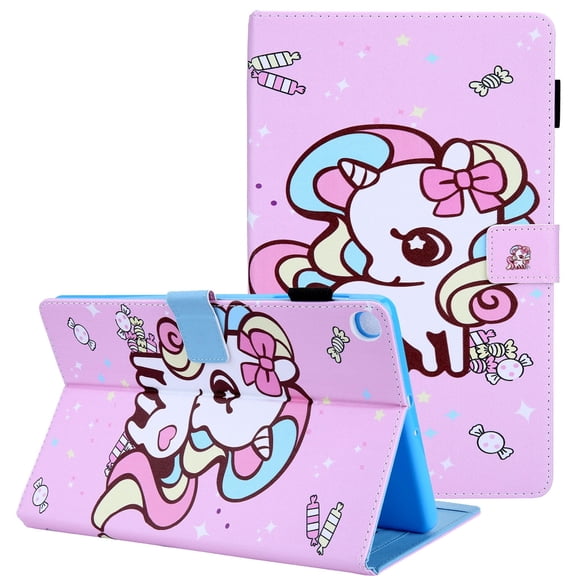 Galaxy Tab A 8.0 2019 Case P200 P205, Allytech Slim Fit Lightweight PU Leather Multi Angle Stand Anti-Scratch Full Body Protection Wallet Case Cover for Samsung Galaxy Tab A 8.0", Candy Unicorn