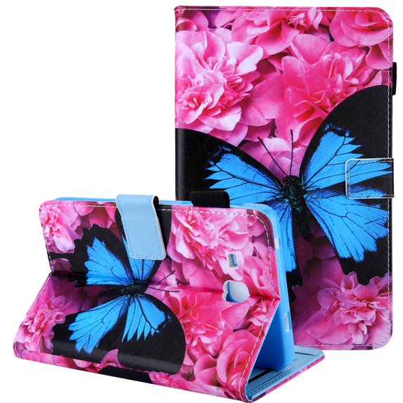 Galaxy Tab A 8.0" (2019) Case SM-P200 P205, Allytech PU Leather Slim Fit Corner Protection Folio Flip Style Cards Slots Pencil Holder Wallet Case for Samsung Galaxy A 8.0" 2019, Blue Butterfly