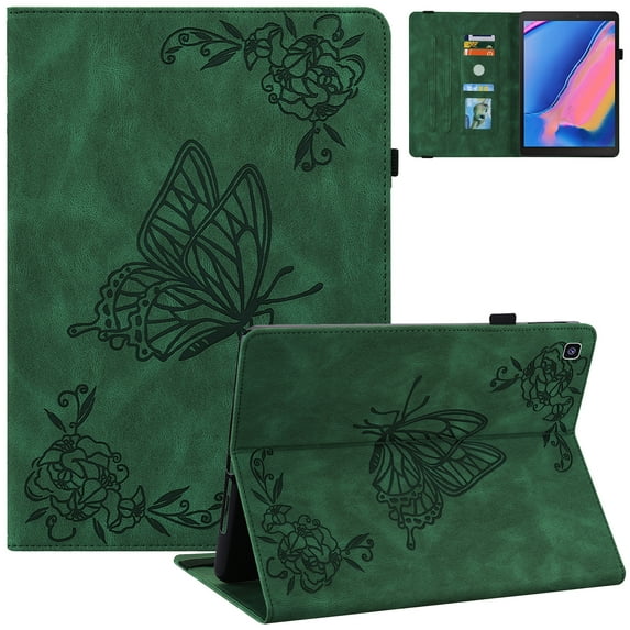 Galaxy Tab A 8.0 2019 Case T290 / T295, Folio Folding Multi-Angle Viewing Stand PU Leather Wallet Cover with Pencil Holder Slim Protective Cover for Kids Girls Women,Green