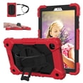 thumbnail image 1 of Galaxy Tab A 8.0 Case 2019, SM-T290/SM-T295 Case for Kids, Allytech Hard PC + Soft Silicone Drop-Proof Kickstand Case with Adjustable Hand Strap/Detachable Shoulder Strap Cover, Red Black, 1 of 5
