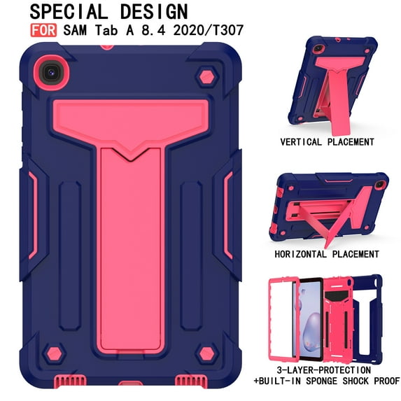 Galaxy Tab A 8.4" 2020 Case T307 T307U, Allytech Heavy Duty Protection Multi Angle Viewing Stand Shockproof Kids Friendly Rugged Back Cover Case for Samsung Galaxy Tab A 8.4 2020, Navyblue/Rose