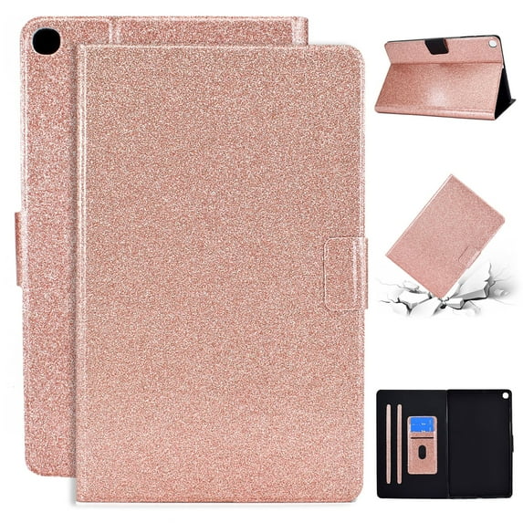Galaxy Tab A 10.1 2019 Case, Dteck Glitter Sparkle PU Leather Folio Case Multi-angle Viewing Stand Protective Cover with Card Slots for Samsung Galaxy Tab A 10.1 2019 Model sm-T510 T515, Rosegold