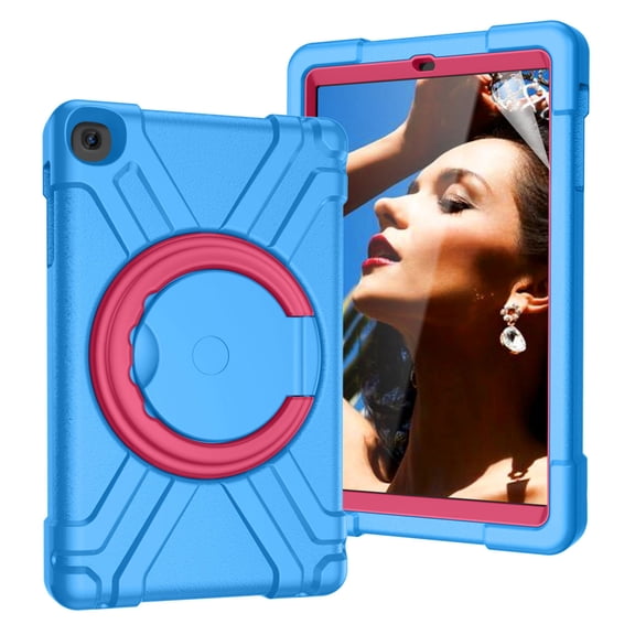 Galaxy Tab A 10.1 2019 Case, Dteck Heavy Duty Dual Layer Rugged Hybrid Shockproof Case With 360 Rotating Kickstand Handle Cover For Samsung Galaxy Tab A 10.1 inch 2019 Model SM-T510 T515, Blue/Rose
