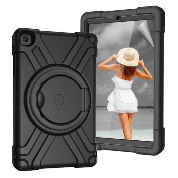 Galaxy Tab A 10.1 2019 Case, Dteck Heavy Duty Dual Layer Rugged Hybrid Shockproof Case With 360 Rotating Kickstand Handle Cover For Samsung Galaxy Tab A 10.1 inch 2019 Model SM-T510 T515, Black
