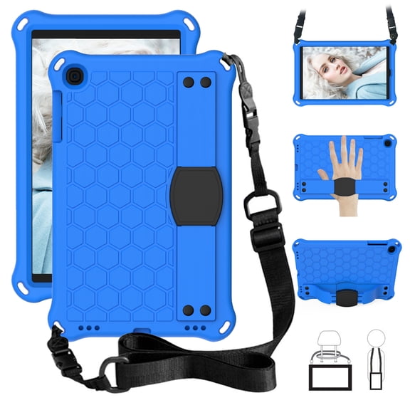 Galaxy Tab A 10.1 2019 Case SM-T510 T515. Allytech EVA Kids Friendly Heavy Duty Protection Shoulder Strap Kickstand Defender Bumper Cover for Samsung Galaxy Tab A 10.1 2019, Blue