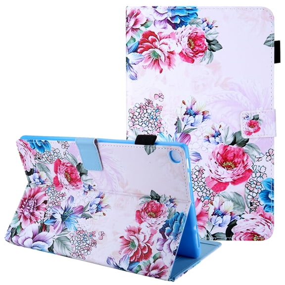 Galaxy Tab A 10.1 2019 Case [SM-T510/T515], Allytech Folio Multi Angle Stand Slim Magntic Closure Colorful Pattern for Girls Women Wallet Cover for Samsung Galaxy Tab A 10.1" 2019, Rose