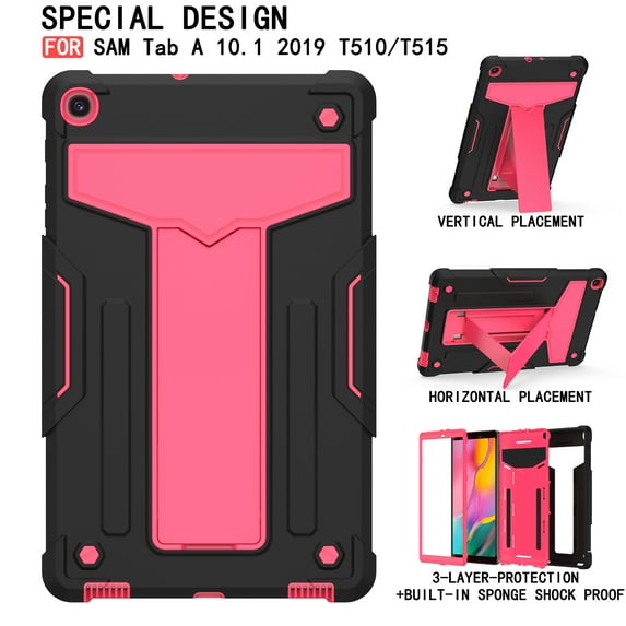 Galaxy Tab A 10.1 2019 Case T510 T510, Allytech Heavy Duty Protection Multi Angle Viewing Stand Shockproof Kids Friendly Rugged Back Cover Case for Samsung Galaxy Tab A 10.1" 2019, Black/Rose
