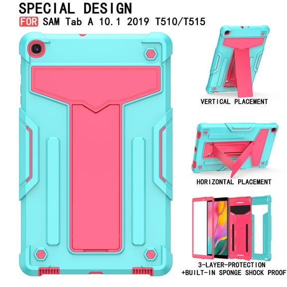 Galaxy Tab A 10.1 2019 Case T510 T510, Allytech Heavy Duty Protection Multi Angle Viewing Stand Shockproof Kids Friendly Rugged Back Cover Case for Samsung Galaxy Tab A 10.1" 2019, Aqua/Rose