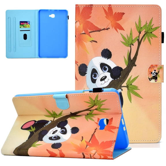 Galaxy Tab A 10.1" Case (NO S Pen Version) SM-T580/T585/T587, Allytech Folio Multi Angle Stand Protective Auto Sleep Wake Smart Cover with Cards Pocket Case for Samsung Galaxy Tab A 10.1, Panda Leaf