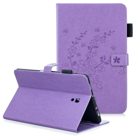 Galaxy Tab A 10.5" T590/T595/T597 Case, Allytech PU Leather Folio Flower Pattern Slim Fit Magnetic Book Cover Style w/ Cards Holder Kickstand Cases and Covers for Samsung Galaxy Tab A 10.5", Purple