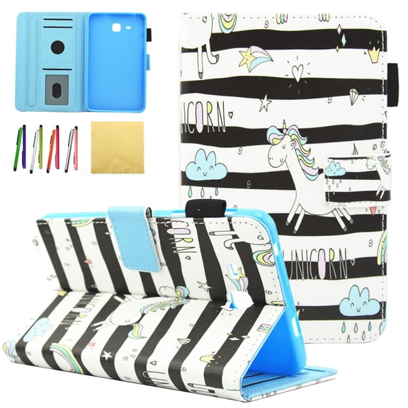 Galaxy Tab A 7.0 2016 Case - Allytech Premium PU Leather Stand Smart Case with Auto Wake/Sleep & Card Slots for Samsung Galaxy Tab A 7.0 inch 2016 Model (SM-T280/T285), Small Pony