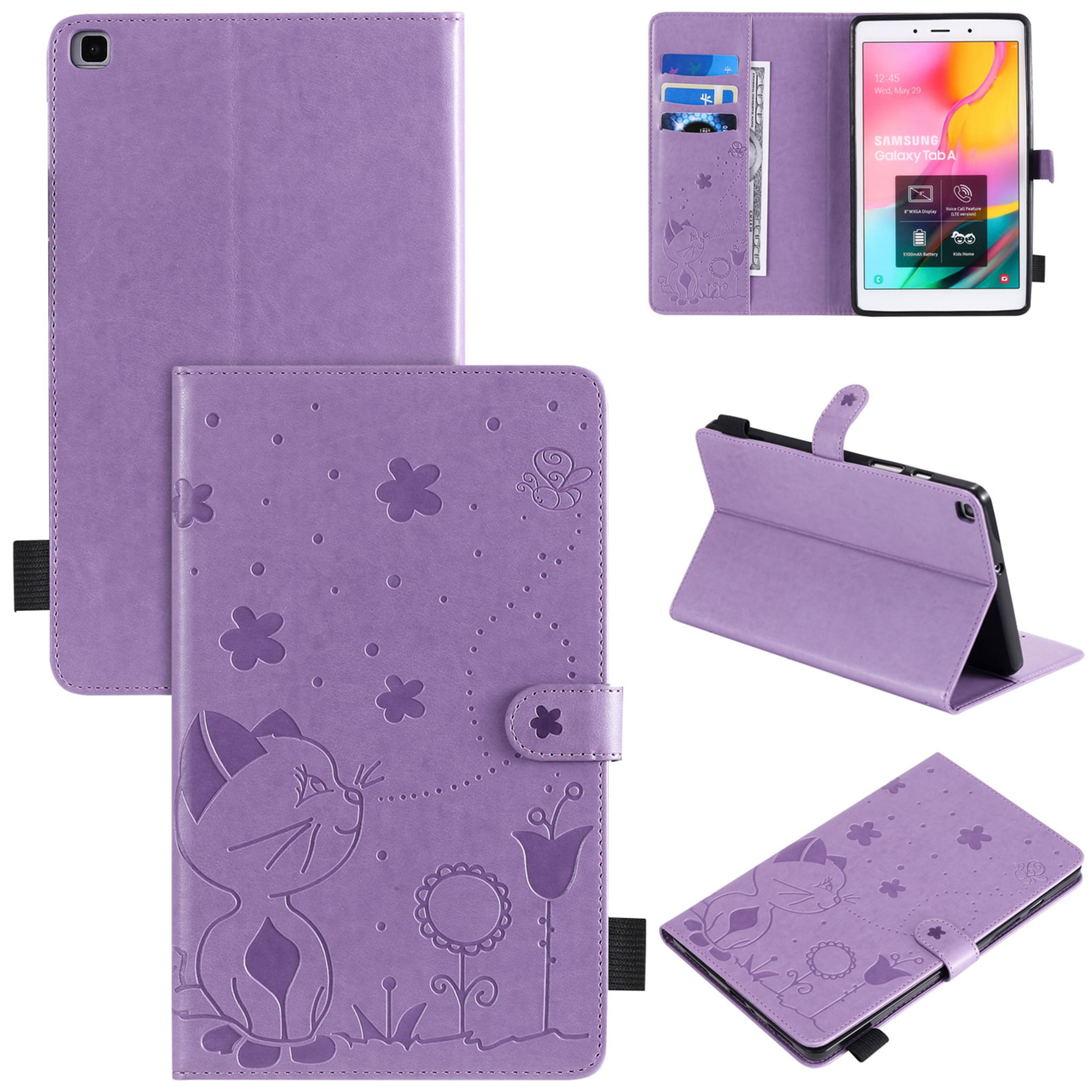 Galaxy Tab A 2019 Case, Dteck Embossed Cat PU Leather Folio