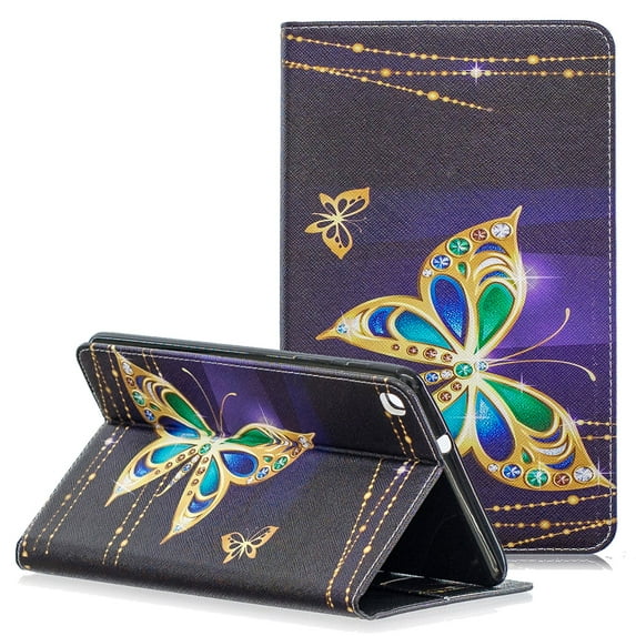 Galaxy Tab A 8.0 (2019) Case P200 P205, Allytech Slim Cute Pattern PU Leather Folio Stand Cards Slots Wallet Case Cover for Samsung Tab A with S Pen 8.0 Inch Tablet SM-P200/SM-P205, Gold Butterfly