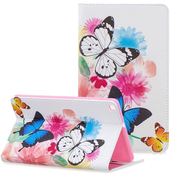 Galaxy Tab A 8.0 (2019) Case T290 T295, Allytech Slim Cute Pattern PU Leather Folio Stand Cards Slots Wallet Case Cover for Samsung Tab A Without S Pen 8.0 Inch Tablet T290 T290, Butterflies
