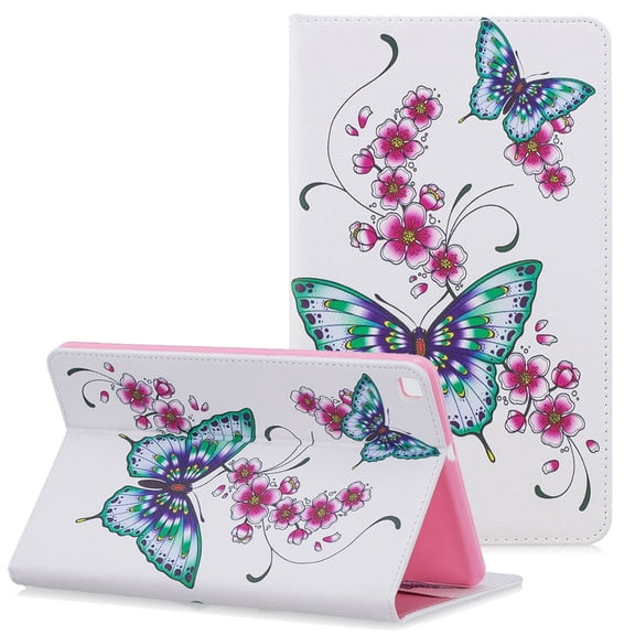 Galaxy Tab A 8.0 (2019) Case T290 T295, Allytech Slim Cute Pattern PU Leather Folio Stand Cards Slots Wallet Case Cover for Samsung Tab A Without S Pen 8.0 Inch Tablet T290 T290, Floral Butterfly