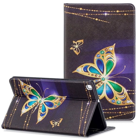 Galaxy Tab A 8.0 (2019) Case T290 T295, Allytech Slim Cute Pattern PU Leather Folio Stand Cards Slots Wallet Case Cover for Samsung Tab A Without S Pen 8.0 Inch Tablet T290 T290, Gold Butterfly