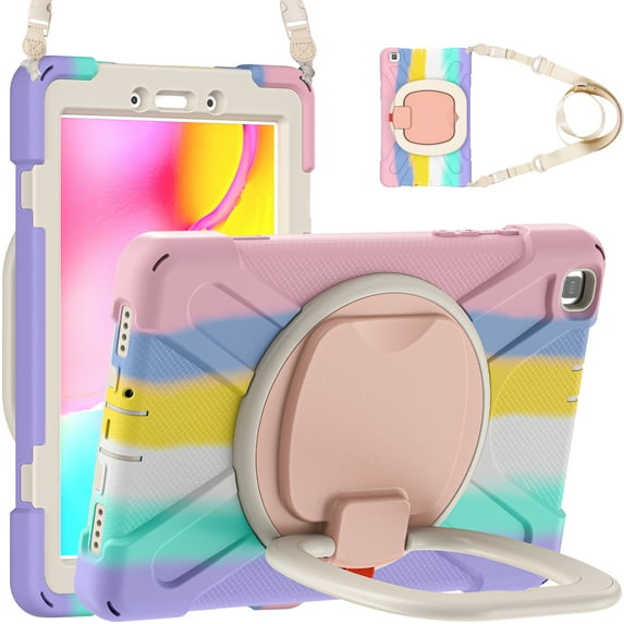 Galaxy Tab A 8.0 Case for Kids, Heavy Duty Hybrid Shockproof Stand Anti Scratch Rotating Kickstand Protection Case with Hand Shoulder Strap Case for Galaxy Tab A 8.0 inch 2019 SM-T290/T295/T297