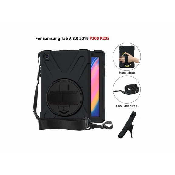 Galaxy Tab A 8.0 inch 2019 Case Model SM-T290 SM-T295 Shockproof Protective Cover with 360 Rotating Kickstand Hand & Shoulder Strap