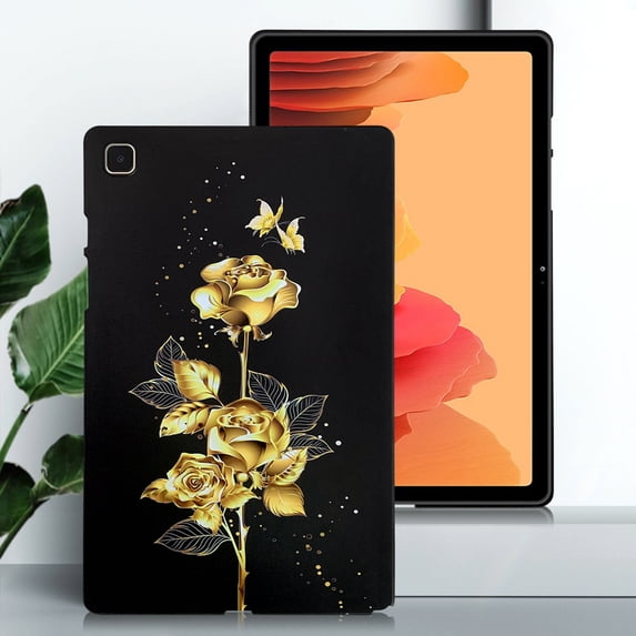 for Galaxy Tab A7 10.4" 2020 SM-T500 / SM-T505 Floral Pattern Case, Luxury Ultra Slim Flexible Lightweight Anti-Fingerprint Drop Protective Heat Dissipation with Soft TPU Cover, Gold Butterfly Rose