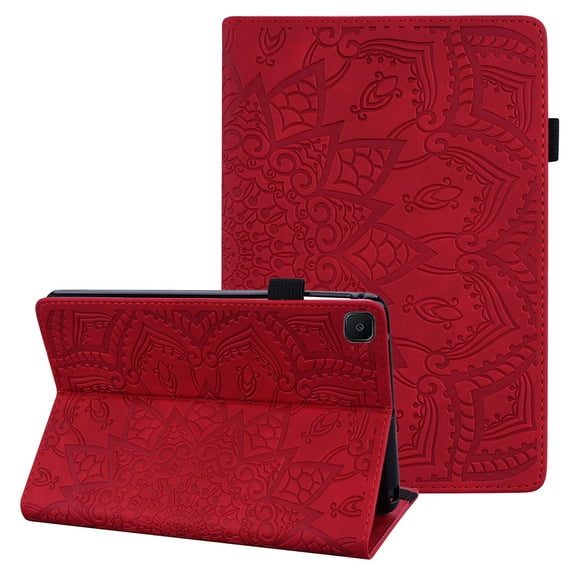 Galaxy Tab A7 10.4" Case SM-T500 T505, Allytech Premium PU Leather Folio Flip Folding Stand Shockproof Mandala Embossed Series TPU Back Cover for Sasmung Galaxy Tab A7 10.4-Inch, Red