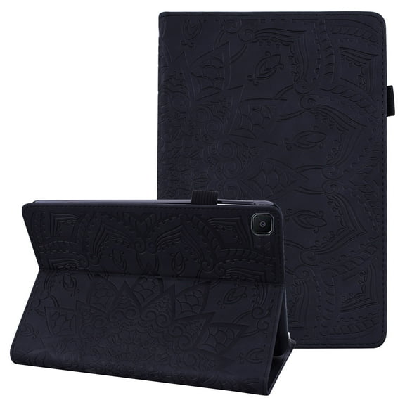 Galaxy Tab A7 10.4" Case SM-T500 T505, Allytech Premium PU Leather Folio Flip Folding Stand Shockproof Mandala Embossed Series TPU Back Cover for Sasmung Galaxy Tab A7 10.4-Inch, Black