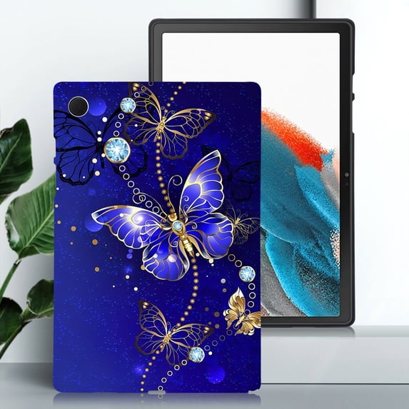 for Galaxy Tab A8 10.5 2022 SM-X200/X205/X207 Floral Pattern Case, Luxury Ultra Slim Flexible Lightweight Anti-Fingerprint Drop Protective Heat Dissipation with Soft TPU Cover, Blue Butterfly