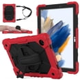 thumbnail image 1 of Galaxy Tab A8 10.5 Case 2022, Colorful Heavy Duty Shockproof Kids Silicone Cover with Hand Strap Kickstand Shoulder Strap for Samsung Galaxy Tab A8 10.5 Inch 2022 (SM-X200/X205/X207),Red+Black, 1 of 7