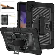 Galaxy Tab A8 10.5 Case SM-X200/SM-X205 - TECH CIRCLE [with Shoulder/Hand Strap & Rotating Kickstand] Protective Rugged Case Cover for Samsung Galaxy Tab A8 10.5-inch Tablet, Black